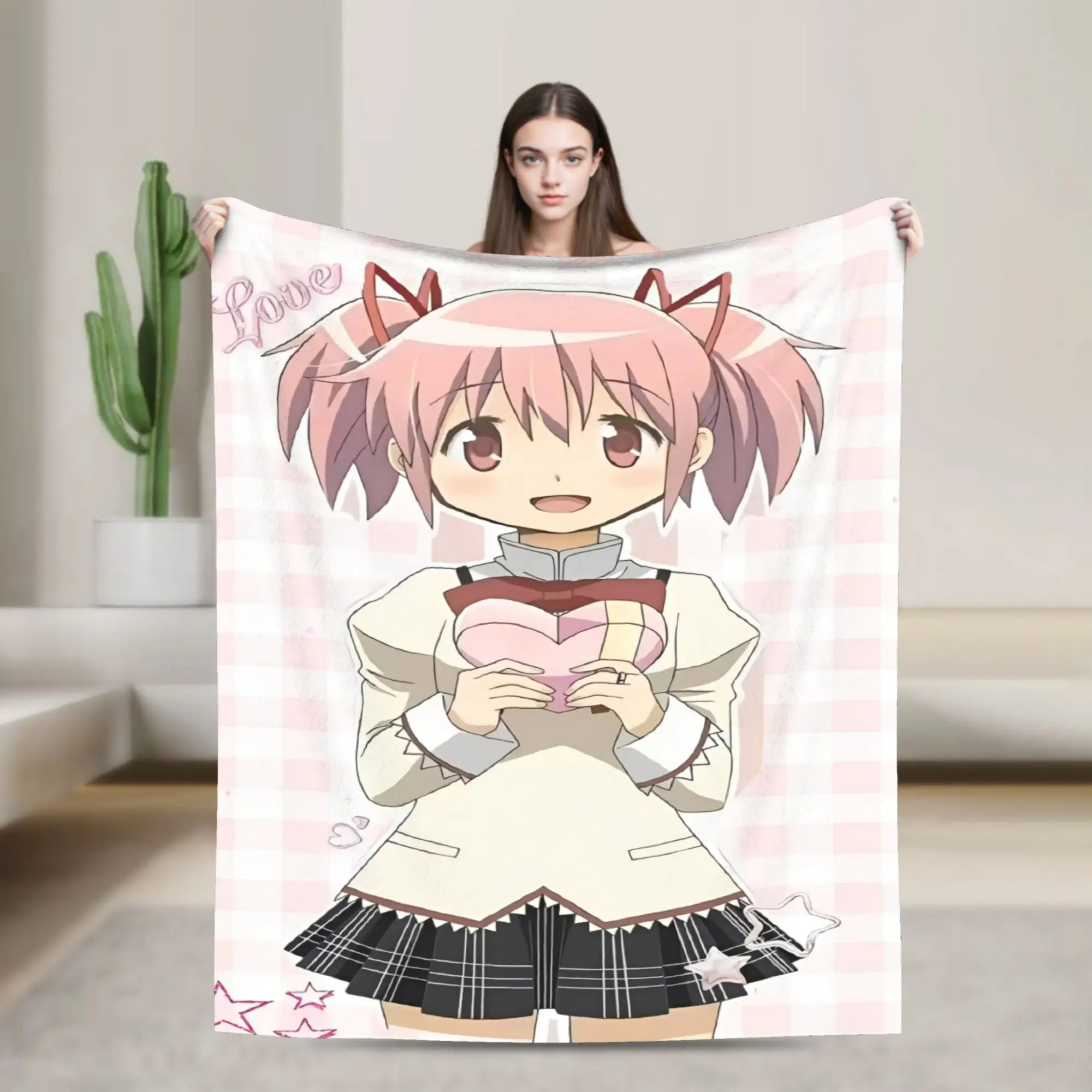 Puella Magi Madoka Magica Blanket Anime Flannel Awesome Soft Throw Blanket for Bedding Lounge Decoration