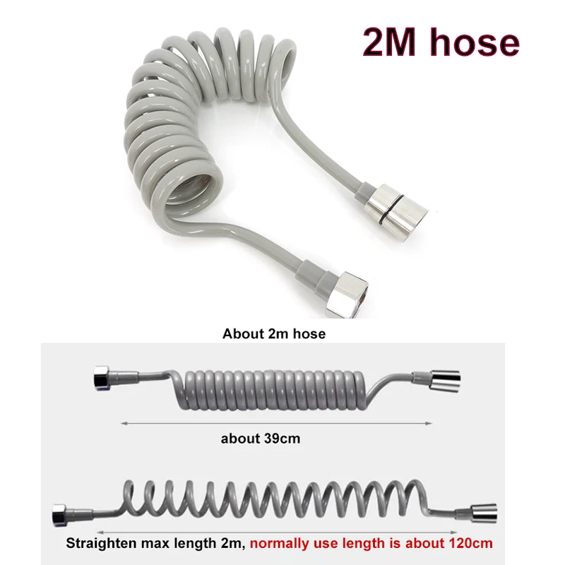 1.5M 2M Flexible Spring Shower Hose Water tube Plumbing Toilet Bidet Sprayer Telephone grey Plumbing for bathroom Accessories c1