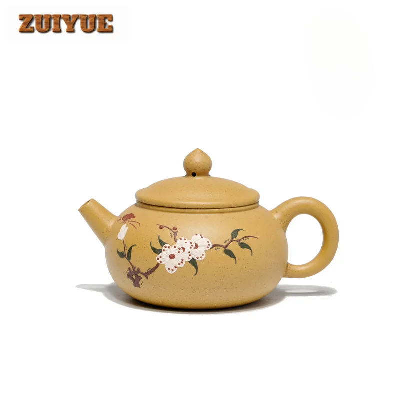 

200ml High-end Yixing Purple Clay Teapots Handmade Clay Painting Pot Raw Ore Section Mud Kettle Zisha Tea Set Cafes Ornaments