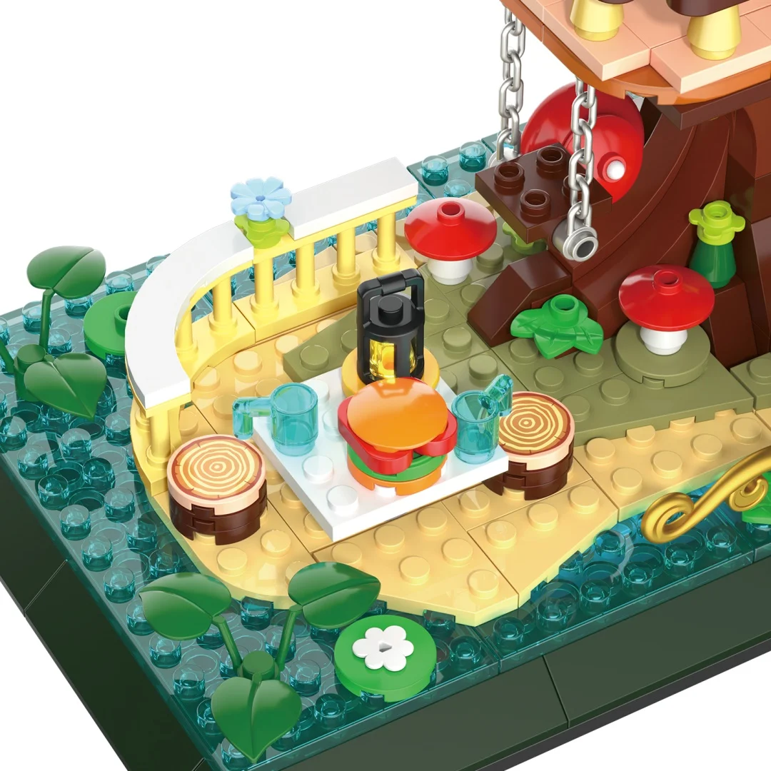 KNEW BUILT ツリーハウス ミニビルディングブロックおもちゃ - DIY 組み立て不要、暇つぶし、家の装飾、女の子や子供の祭りのためのギフト