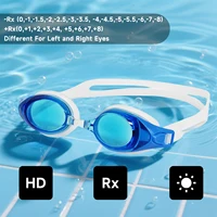 Gafas de natación para hipermetropía, miopía, gafas de natación graduadas ajustables universales para adultos, adolescentes y niños para diferentes ojos