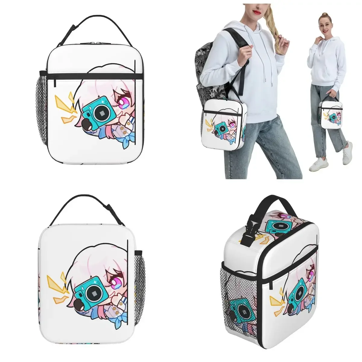 Funny Cartoon Game Chibi Honkai Star Rail Insulated Lunch Bag Food Bag Portable Cooler Thermal Lunch Boxes For Picnic