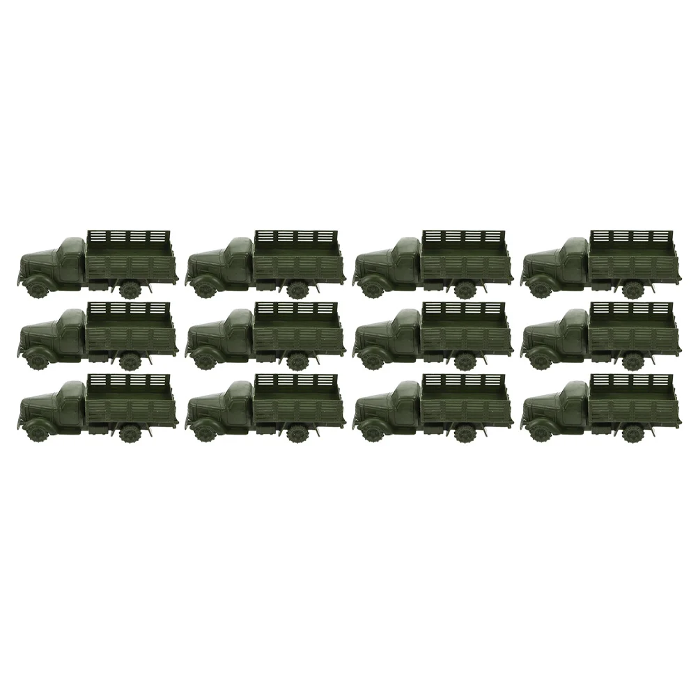 12 Pcs Army Trucks Toy Vehicle Model Toys Children Supply Boy Miniature