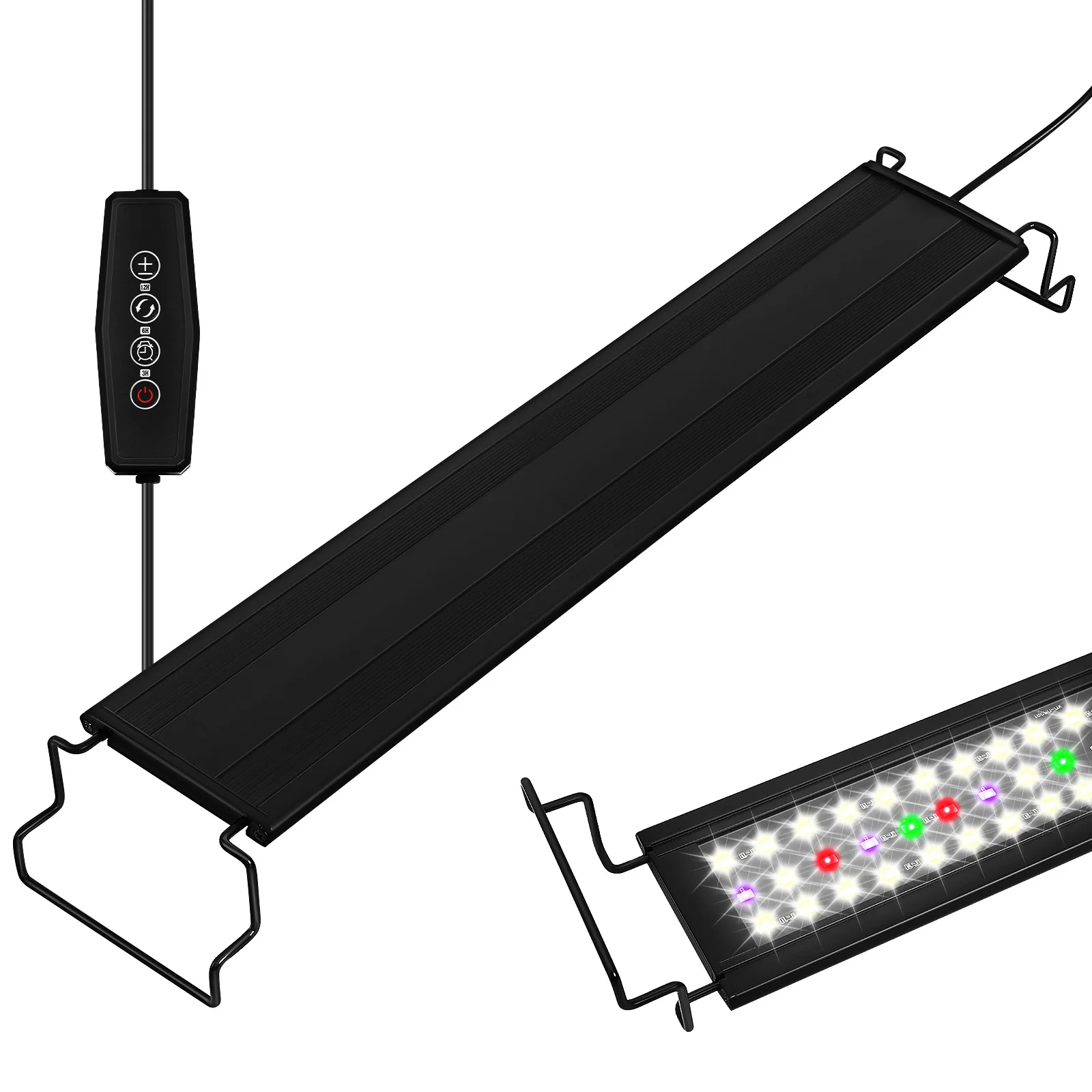 

LED Fish Tank Light Aluminum Aquarium Plants Lamp Timer High Brightness Full Coral Aquatic Pet Supplies