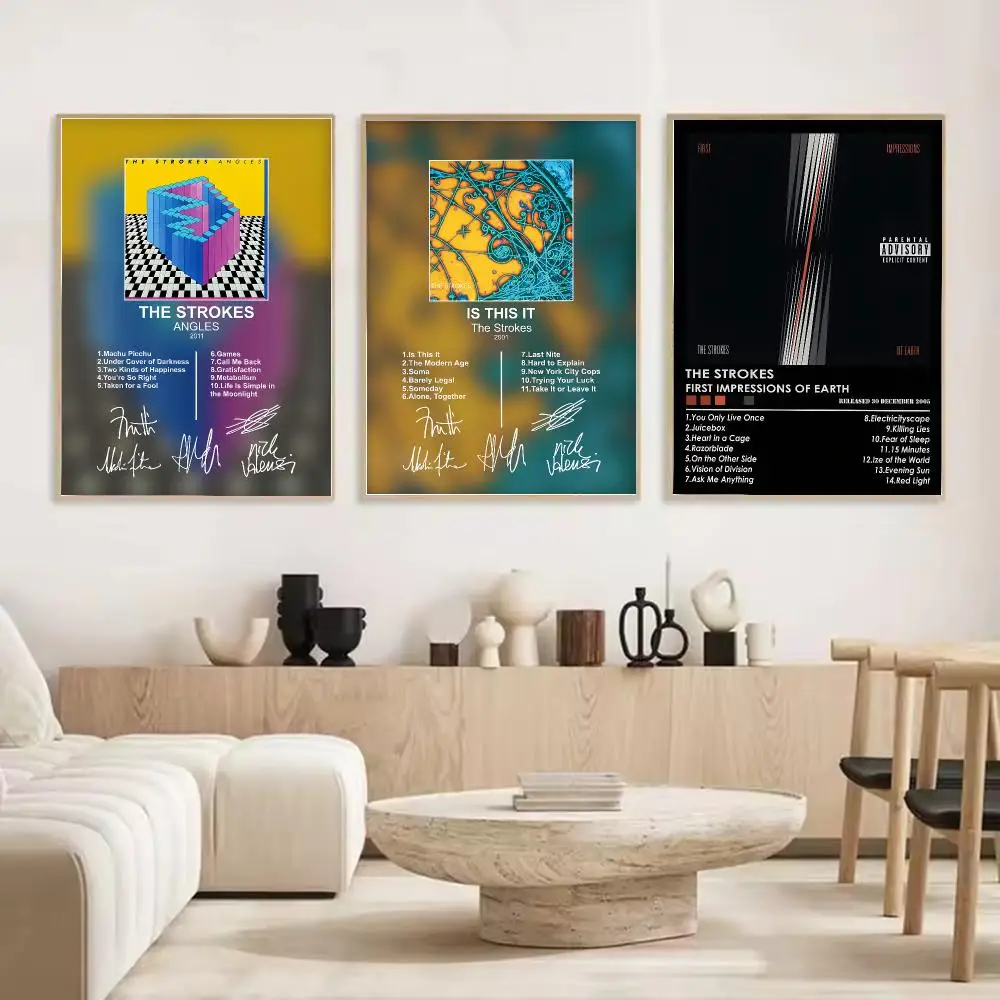 T-The Strokes Painting Calligraphy Stylish Canvas Poster Wall Art for Living Room Bedroom Cafe Office Decor Gift