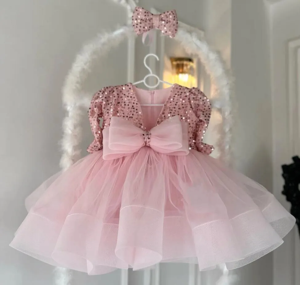 Pink Girls Dress Tutu Baby Infant Birthday Gown Prom Party Dress Flower Girl Dress Princess Style Puffy Girls Photography