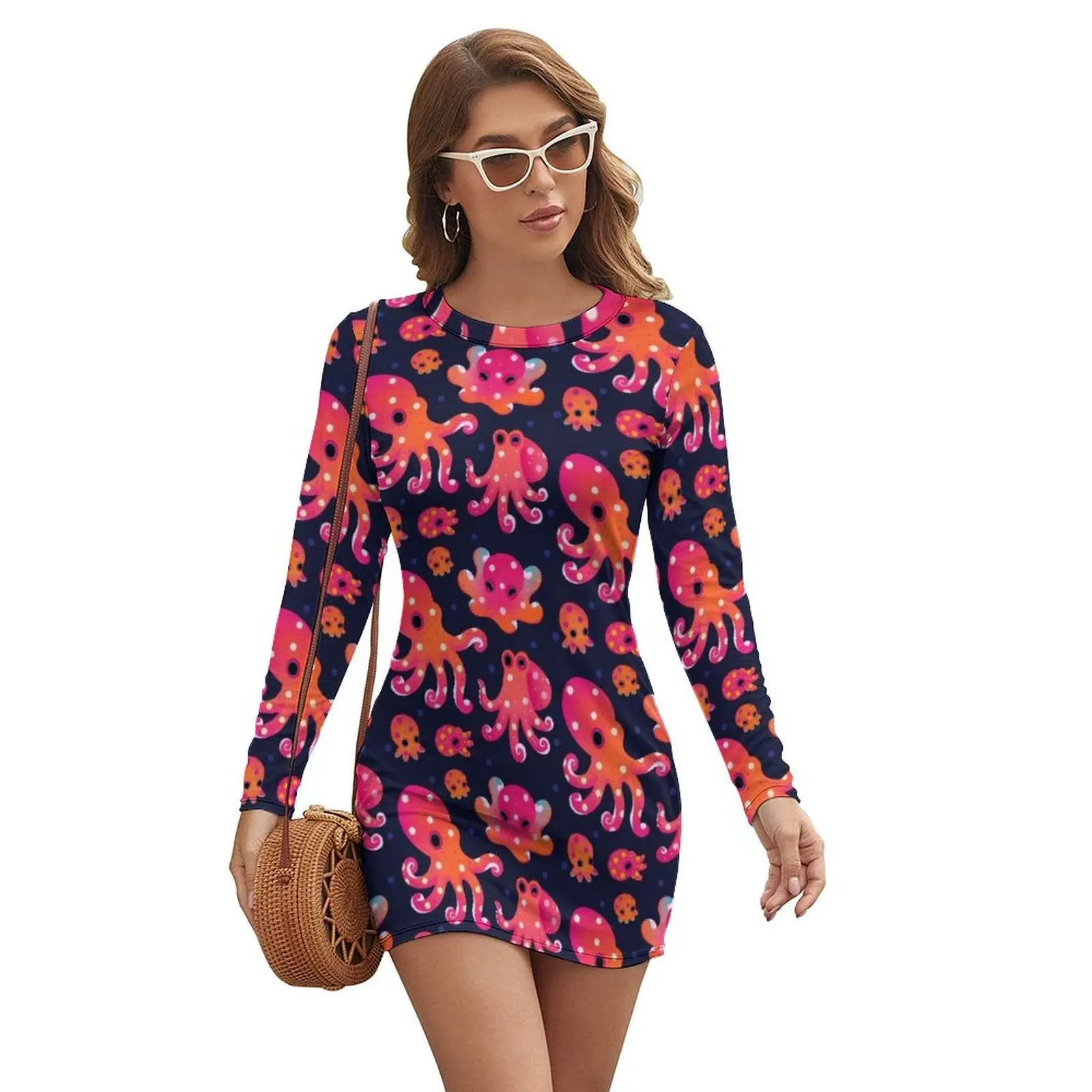 

Polka dot octopus - dark Long-sleeved Dress evening dresses ladies clothes