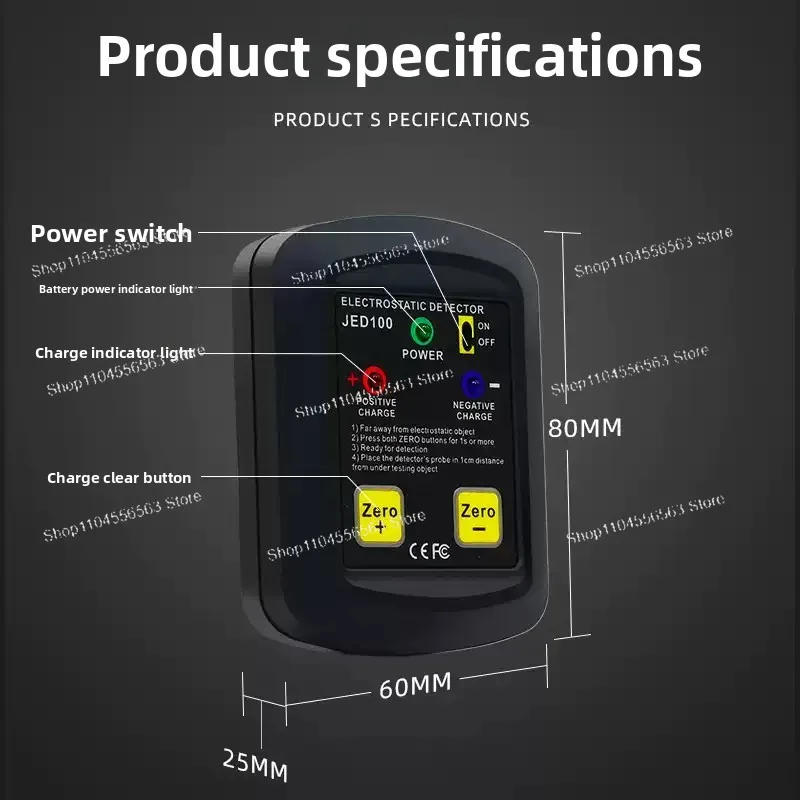 Portable Electrostatic Surface Tester, Non-Contact Static Electricity Meter, JED100 Electrostatic Analyzer