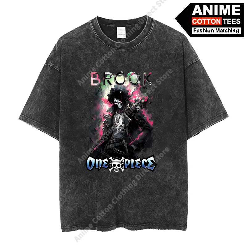 

Anime One Piece - Skeleton man BROOK T Shirt y2k Harajuku Rock Hip Hop Street Men Women Short Sleeve Cotton Vintage Loose Tees