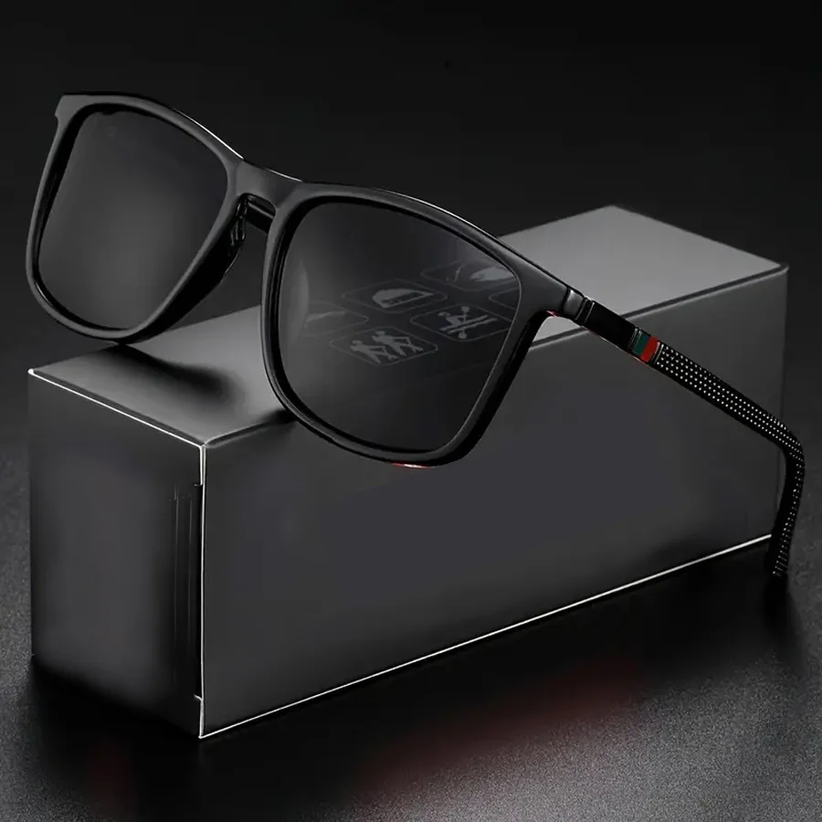 Sports Sunglasses for Men Polarized Comfortable Square Sun Glasses Male Light Weight Eyewear (Case Not Included)