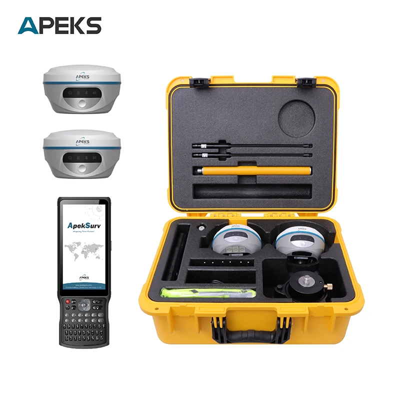 Land Survey GNSS RTK Receiver APEKS AP10 UM980 With 1408 Channels IP65 32GB Storage IMU Tilt 120 Apeksurv Software