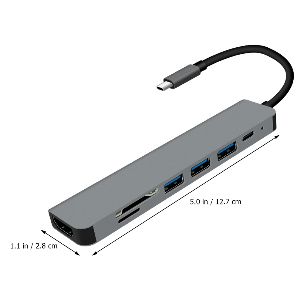 7 Ports Docking Station USB Hub Type-C Adapter Multi-Port Aluminum Shell for Phone