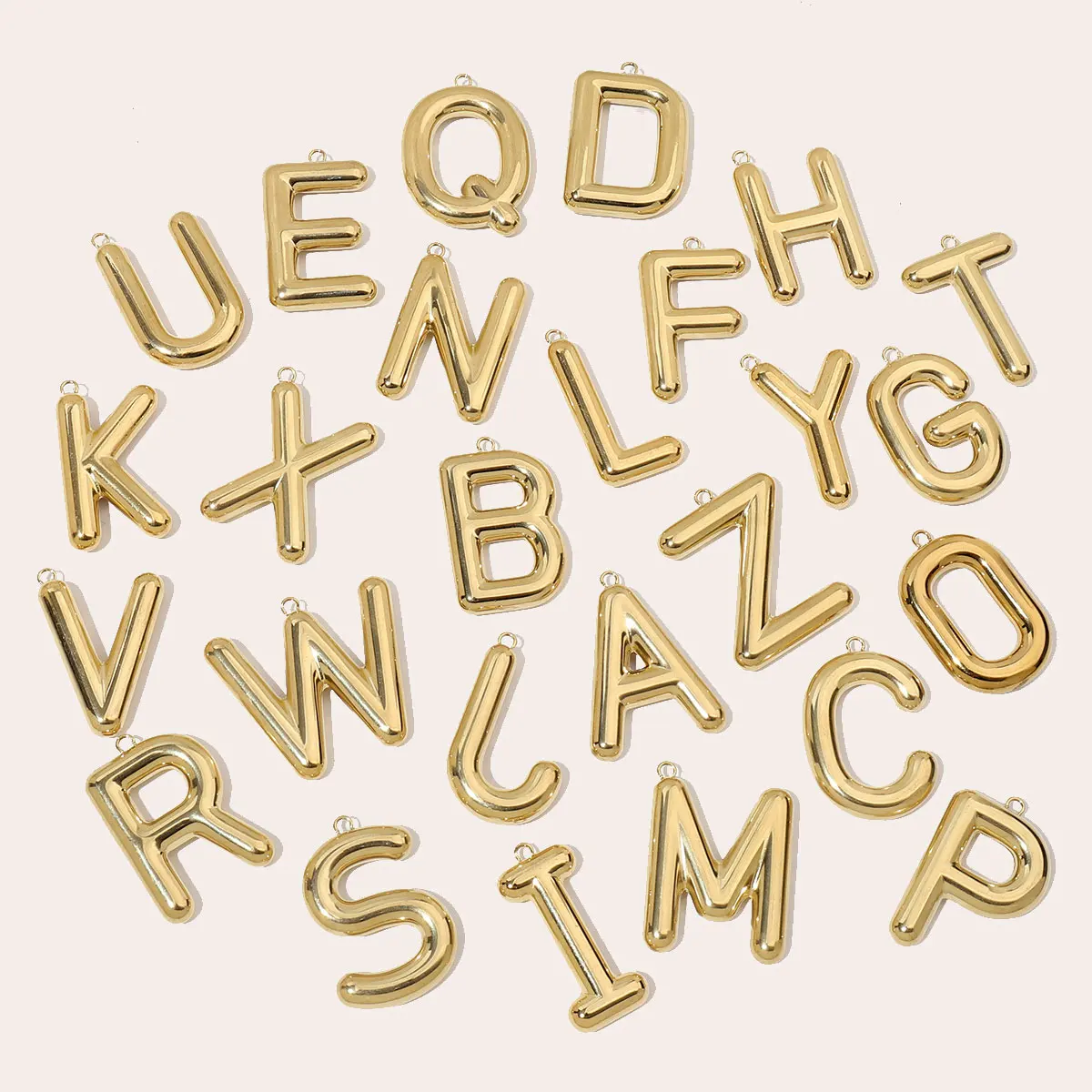 3pcs/Lot French Retro 14K Gold Color Mirror Polish Stainless Steel Initial Letter Charms A-Z Name Necklace DIY Jewelry