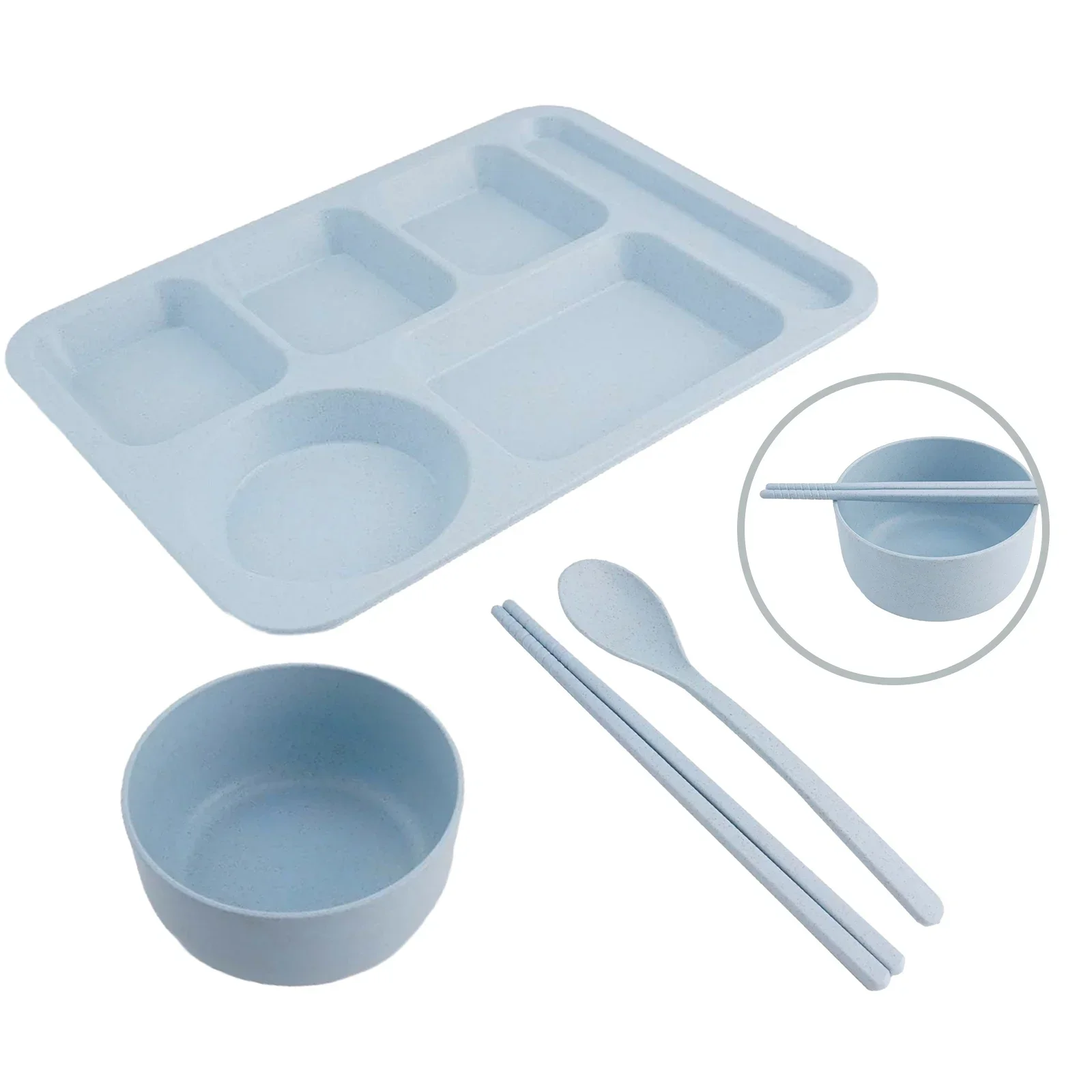 1pc ABS Divided Plates Kit Food Control 5 Compartments Tray Children Food Plate Anti-slip Design Lunch Conta