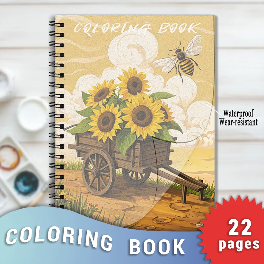 Bees and Flowers Adult Coloring Book - 8.3x11.2 inches Stress relief coloring book 22 pages of art therapy illustrations to reli