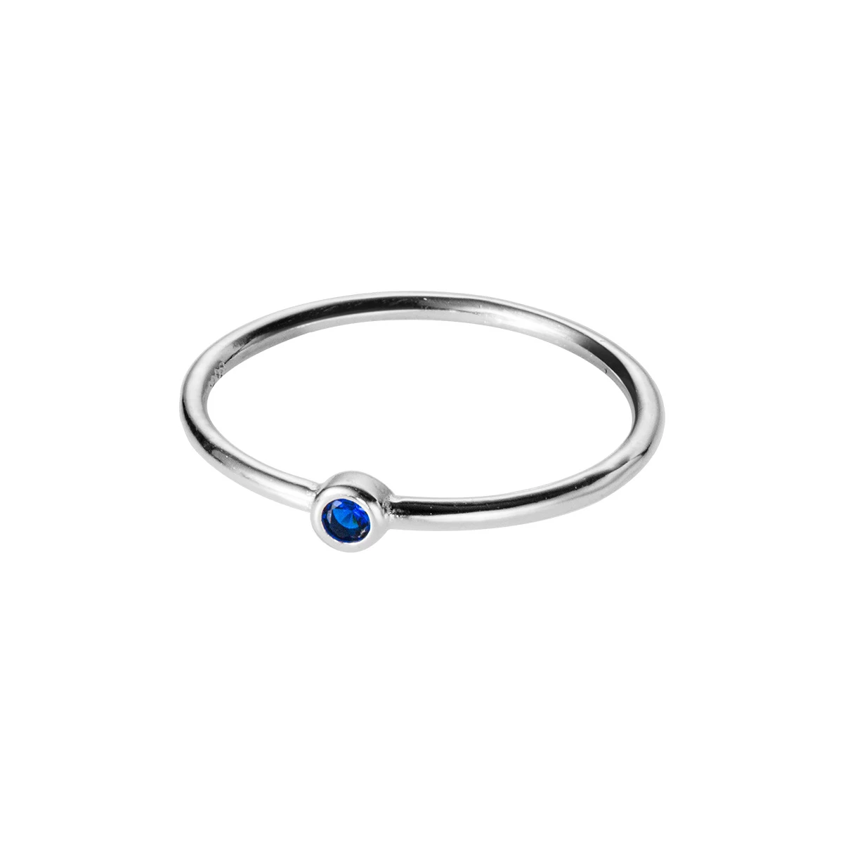 Modian 2020 New Genuine 925 Sterling Silver Simple Navy Blue Crystal Ring  for Women Fashion Minimalist Ring Fine Jewelry Bijoux