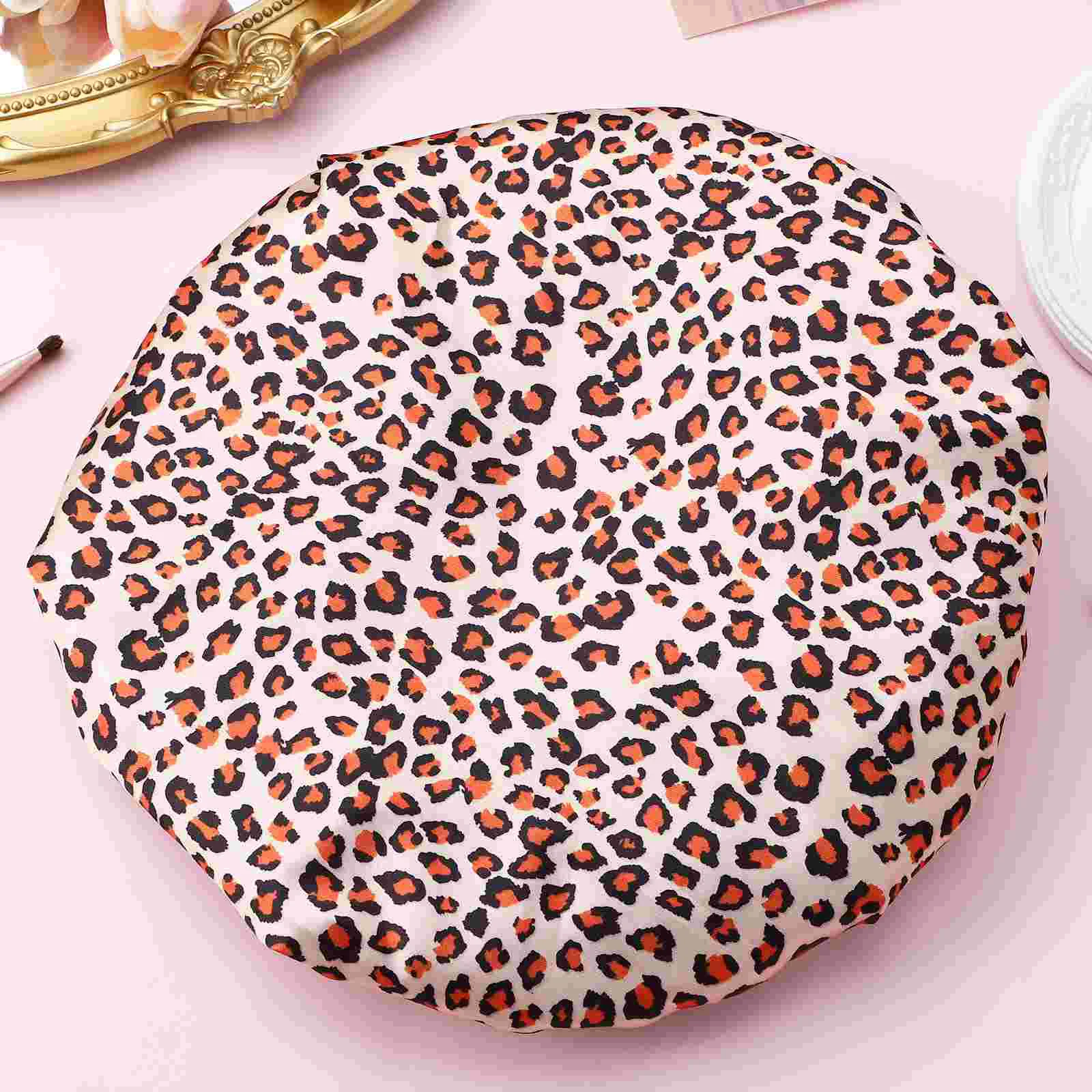 Leopard Shower Cap with Satin inside Extra Large Hair Cover For High Quality Drying Hats Women\'s