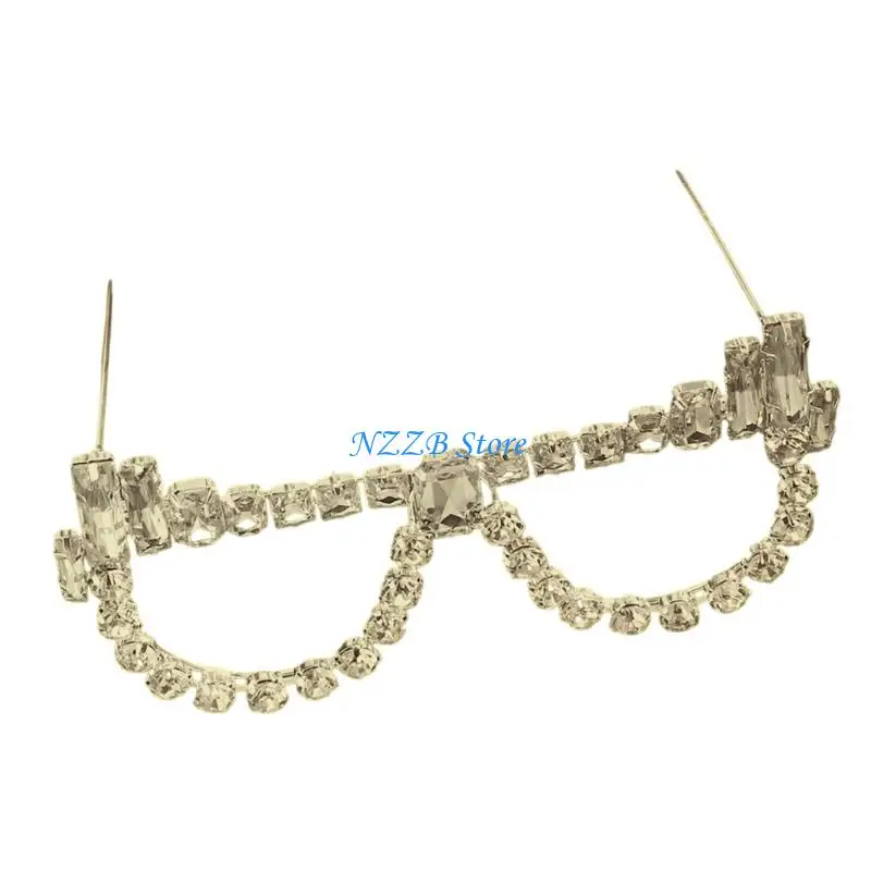 Gafas T21F Rhinestones sin lente sin lente decoración gafas marco joyas gafas decorativas regalo unisex