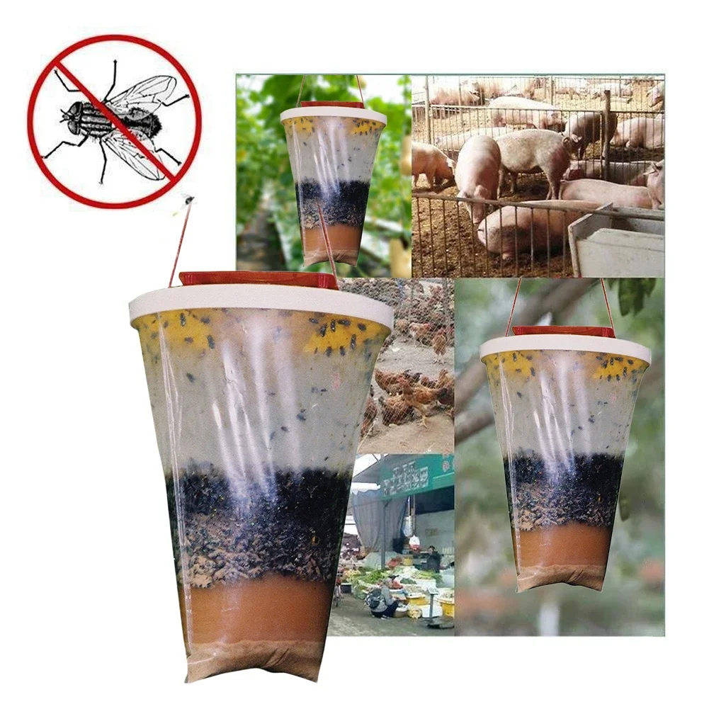 1-10pcs Hanging Fly Catcher Trap Insect Bug Killer Flies Catching Bag for Outdoor Farm Fly Trap Control Garden Flycatcher