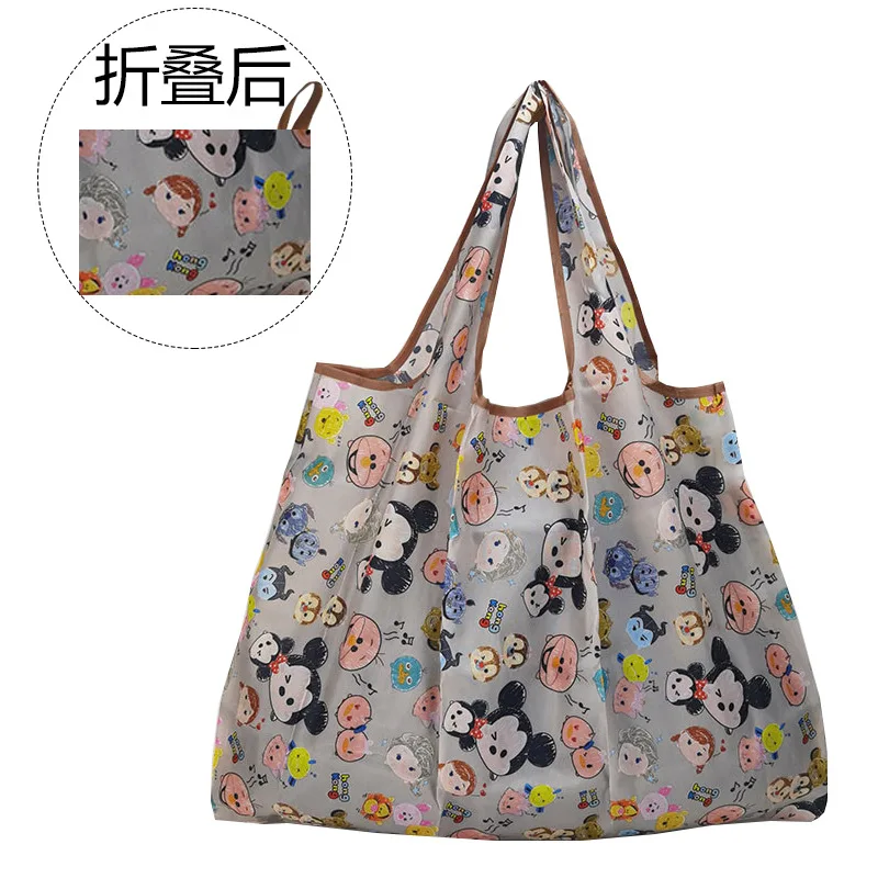 Large Fashion Cartoon Korean Foldable Eco Shopping Bag Waterproof Nylon Grocery Bag Portable Reusable Tote - view 4