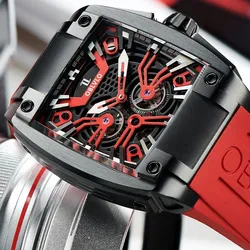 Oblvlo For Mens Watch Self Automatic Mechanical Skeleton Wristwatch Big G Gorilla King Kong Tonneau Ss316 Case Sapphire Crystal