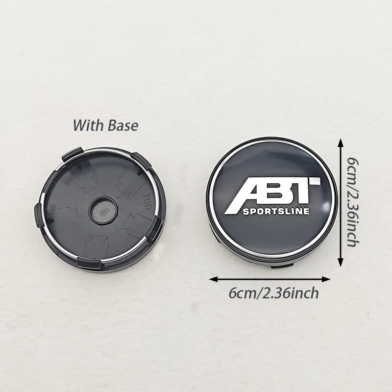 4 قطعة/المجموعة 60 مللي متر ABT SPORTSLINE شعار السيارة محور عجلات غطاء مركزي شارة يغطي مع قاعدة سوداء لملحقات السيارات العالمية