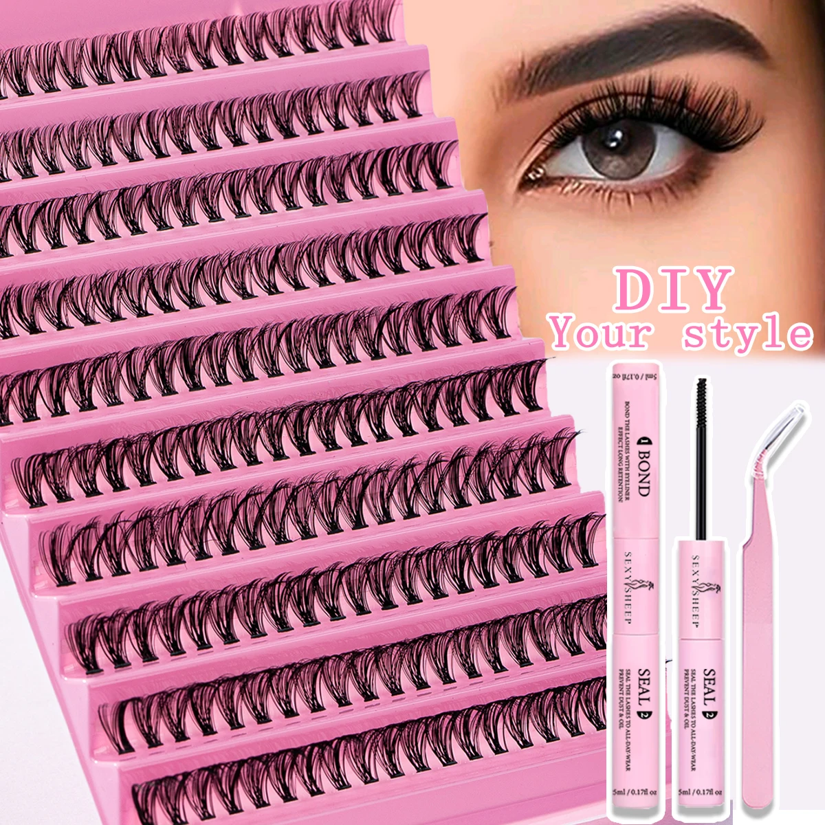 30D 40D مزيج DIY الرموش الصناعية مجموعة الفردية جلدة رمش تمديد عدة جلدة السندات وختم الملقط ماكياج أداة