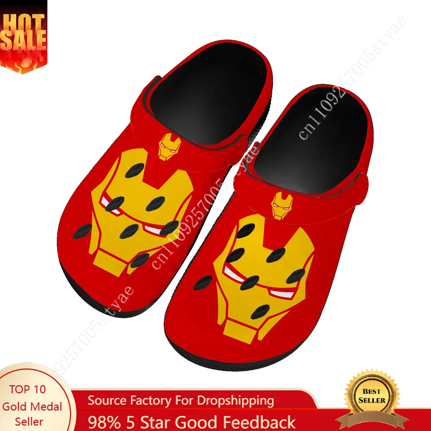 

Шлепанцы Marvel Iron Man Tony Stark для дома и сада, мужские и женские, с перфорацией, дышащие, черные