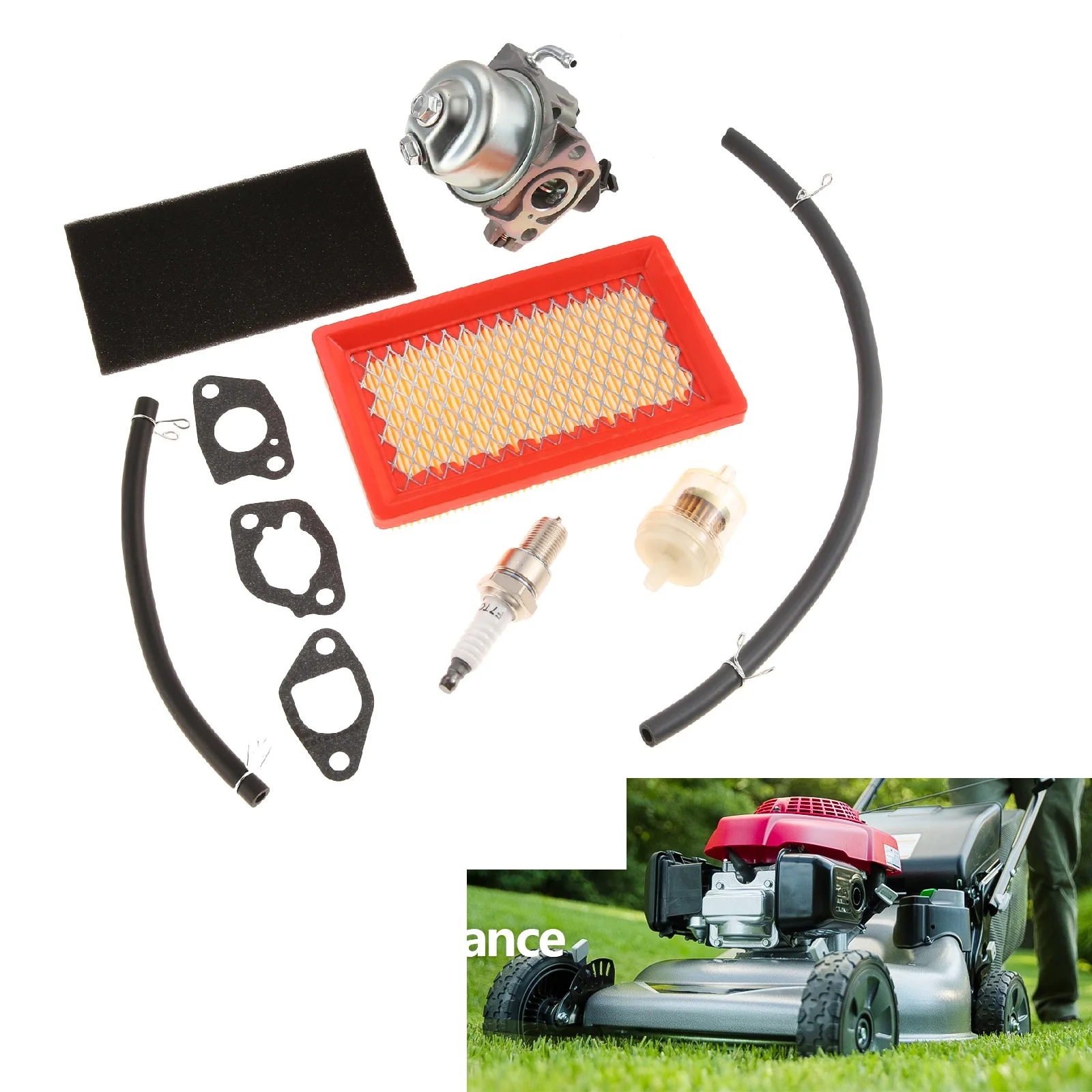 16100-ZG9-M12 Carburetor Tune up Gasket Filter Fuel Line Spark Plug Kit for Honda HRM215 HR215 HRB215 GXV140 BE52BD HRM195