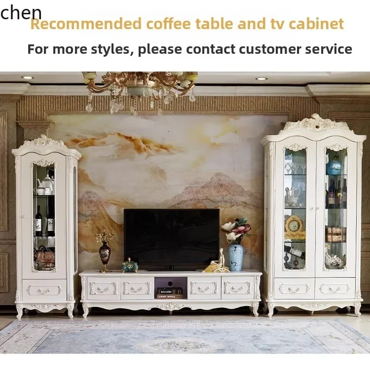 TV cabinet living room home marble solid wood coffee table combination luxury high-end paint floor cabinet