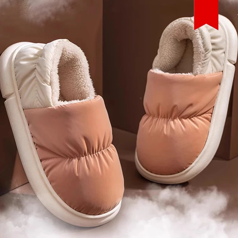 شبشب شتوي نسائي مع سحابة مريحة ونعل سميك مبطن بالقطيفة أحذية منزلية مقاومة للماء للاستخدام الداخلي والخارجي للرجال #5