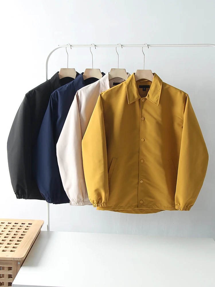 

Удобный свободный крой, водонепроницаемый воротник-джак для мужчин, весна-осень, модная верхняя одежда для пар, молодежная однотонная одежда