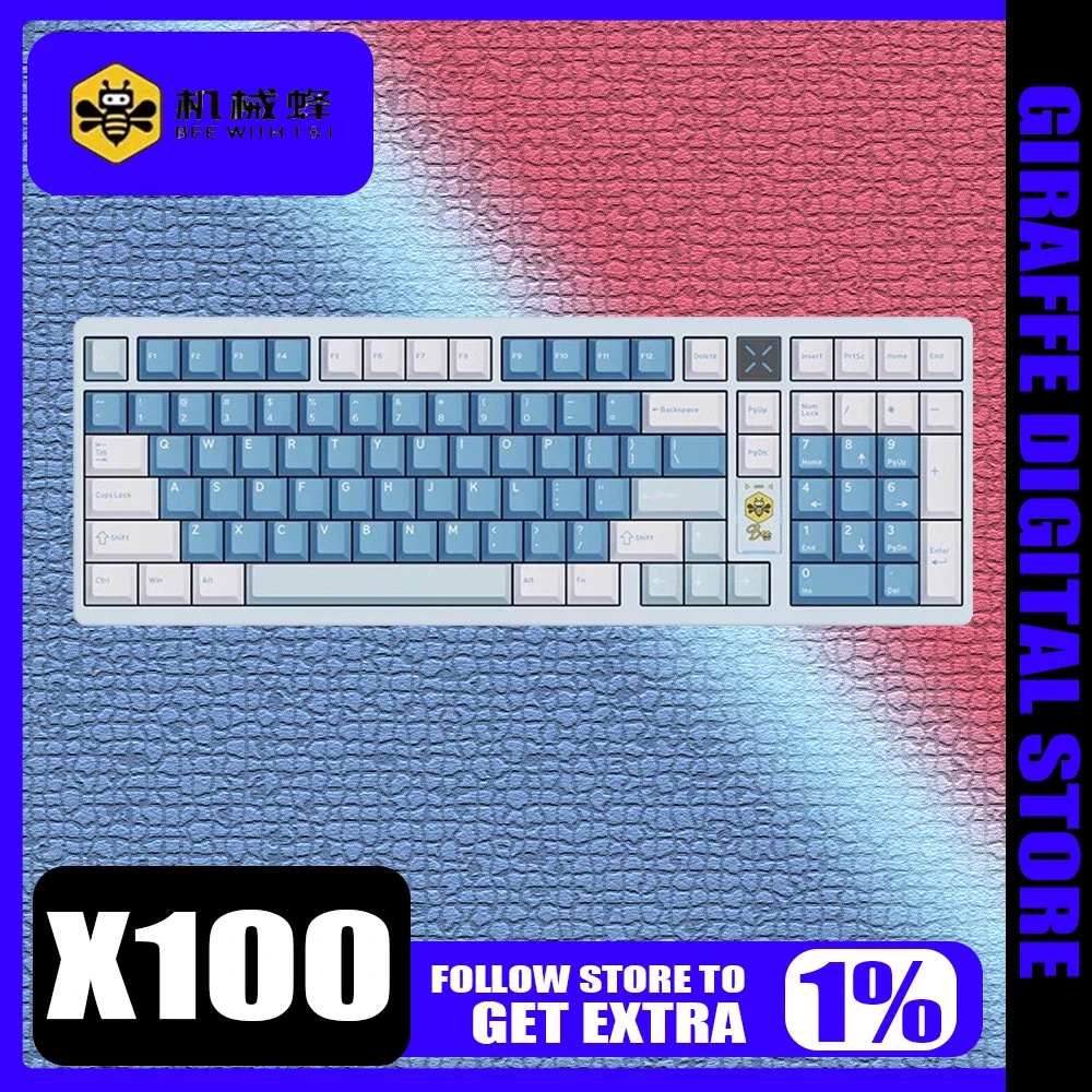 Bee With T&I X100 Mechanical Keyboard Aluminium Alloy CNC RGB Hot Swap Tri Mode Wireless Gamings Keyboard Custom PC Gamer Gifts