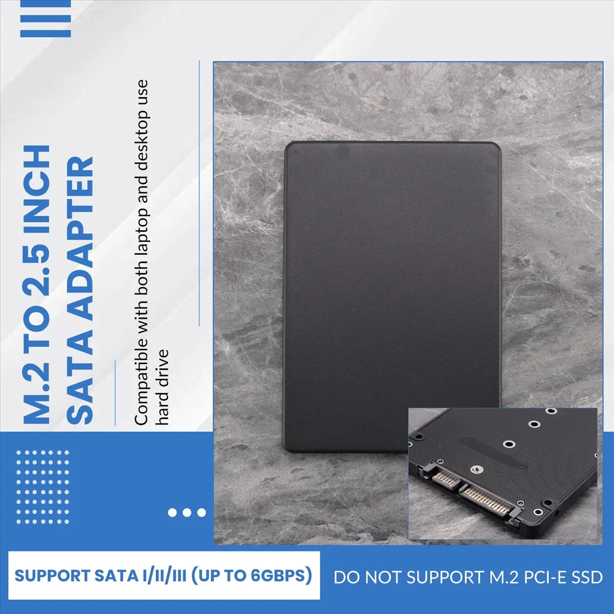 Essential M.2 NGFF to 2.5 Inch SSD/MSATA to Adapter Card Case (B Key for PC Adapter M2 +M Desktop Socket NGFF )