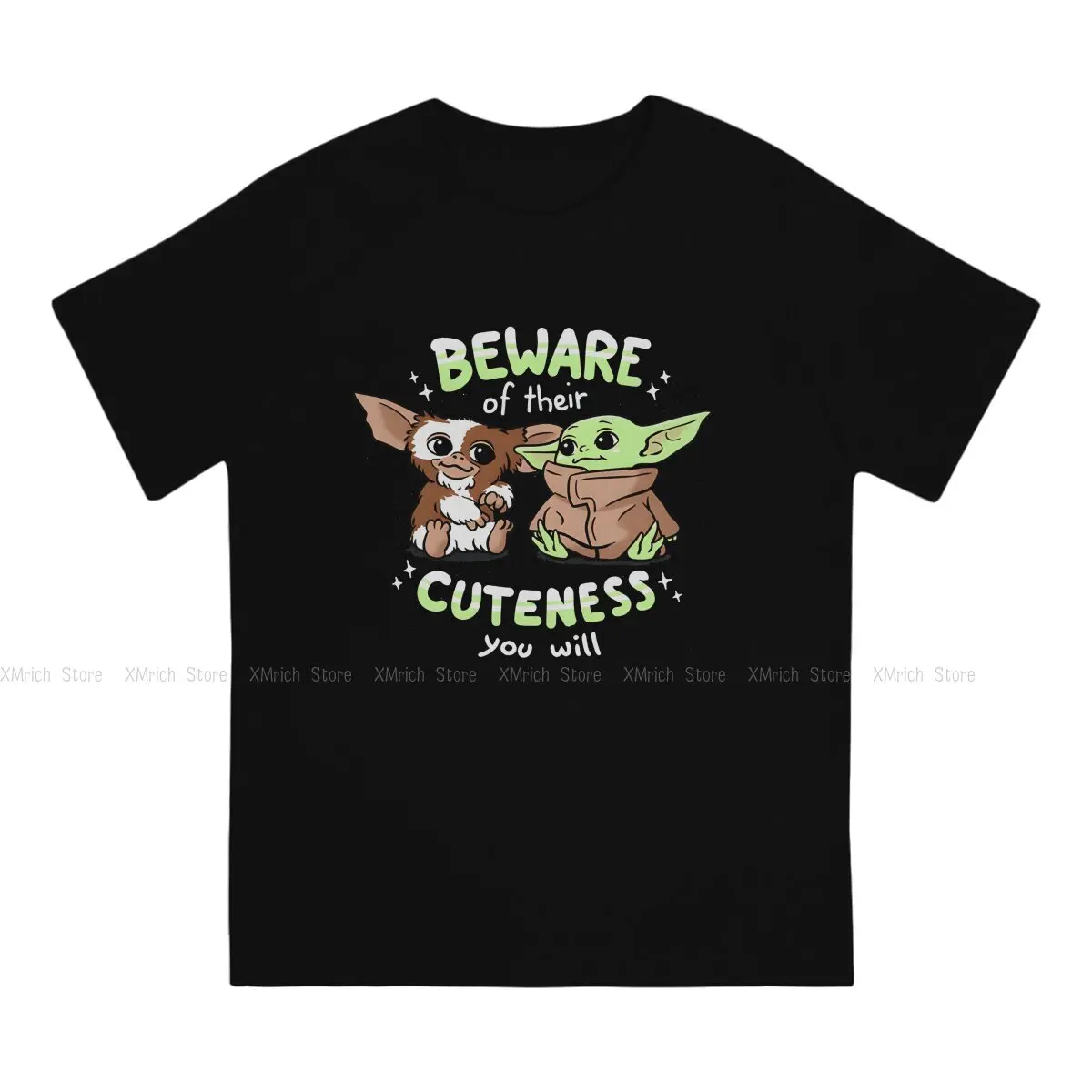 Men T-Shirts Cute Gizmo And The Green Child Vintage Pure Cotton Tee Shirt Short Sleeve Gremlin T Shirt Crewneck Clothing Party