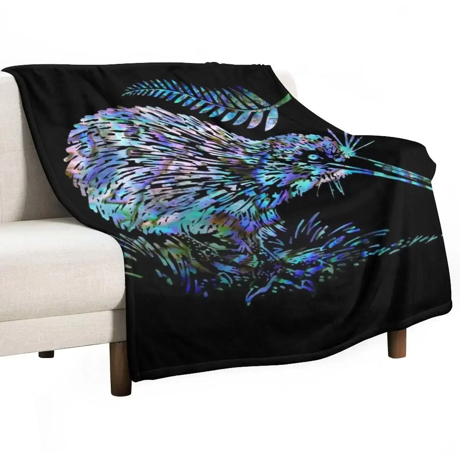 

NEW ZEALAND: KIWI AND FERN PAUA Throw Blanket Luxury St Sofa Throw Furrys Cute Plaid Blankets