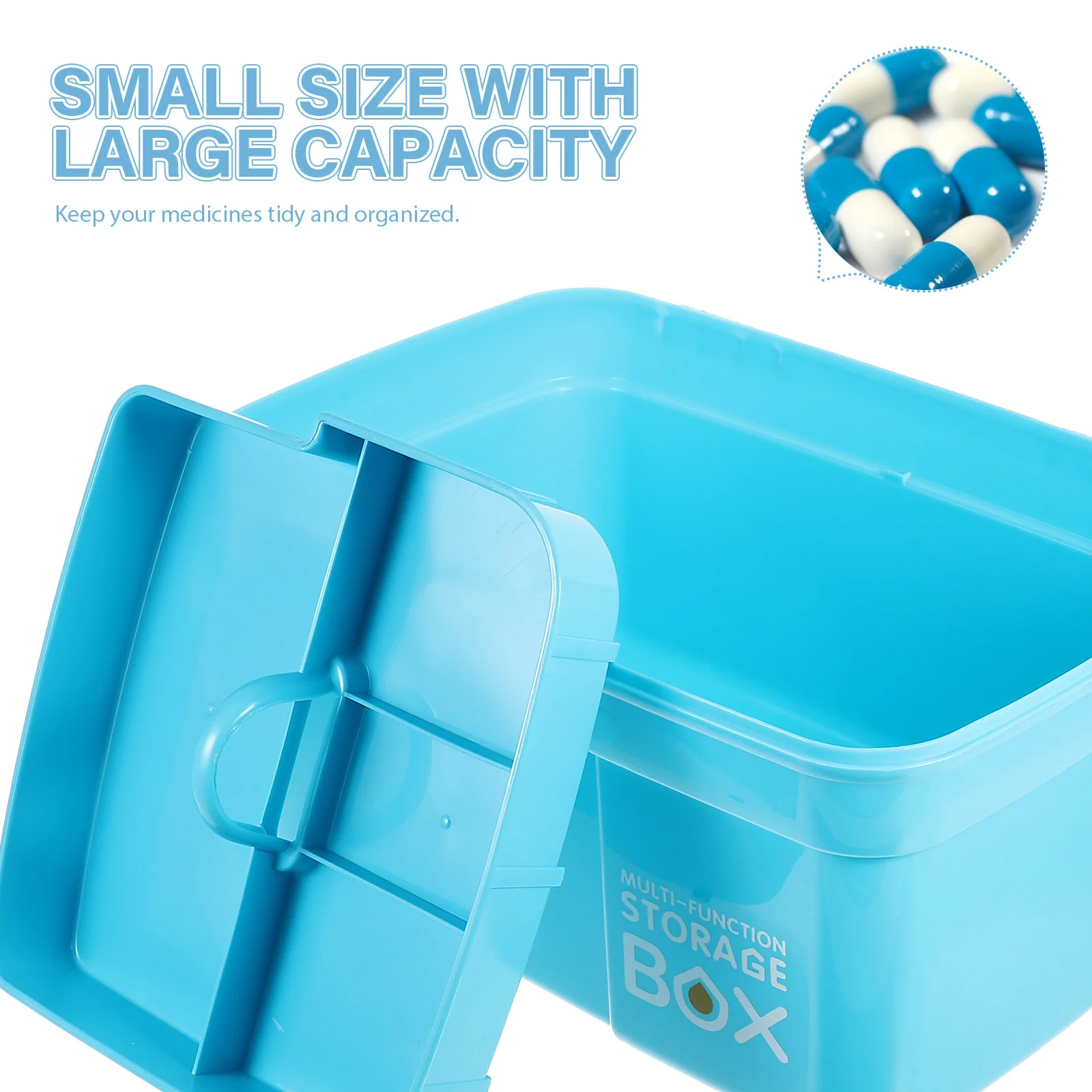 Blue Portable Medicine Cabinet 31x20x20cm Double Layer Organizer Sturdy Smooth Design Large -Aid Box