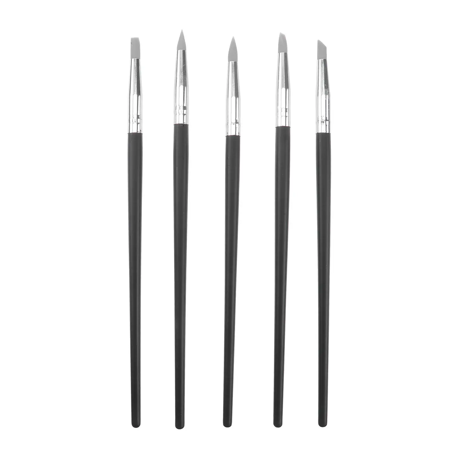 5Pcs Plastic Silicone Nail Tools Silicone Nail Art Pen Set Nylon Brush Shaping Pens Craft Pottery Modeling