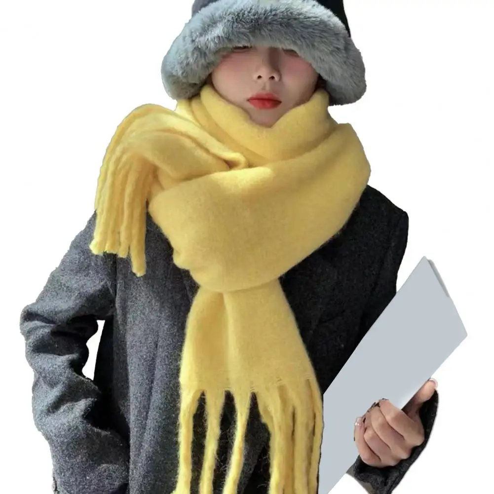 

Уютный шарф, элегантный женский зимний шарф с кисточкой, мягкий теплый кашемировый шарф с имитацией холодной погоды, легкий вес для женщин