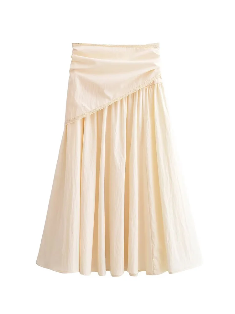 

Женская весенняя модная однотонная плиссированная юбка с пушистым шарфом и боковой молнией, повседневная, для города, миди