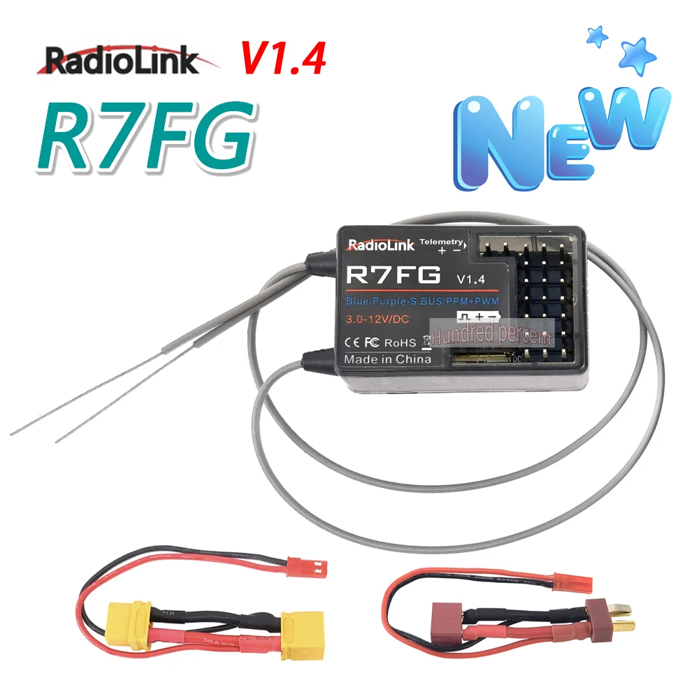 RadioLink R7FG 2.4GHz 7CH Dual Antenna Reciever High Voltage Integrated Gyro Version For Radiolinks RC6GS RC Transmitter