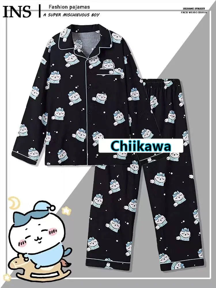 Chiikawa Pajamas, Fashionable and Comfortable, Loose Hachiware, Usagi Cartoon Cute Pajamas, Casual Cartoon Home Clothes Set