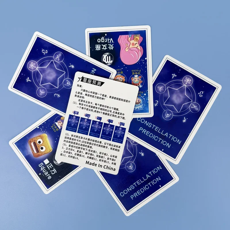 Constellation Prediction Cards with Instruction Twelve Zodiac Sign Test Cards Close-Up Simple Card-Type Horoscope Magic Tricks