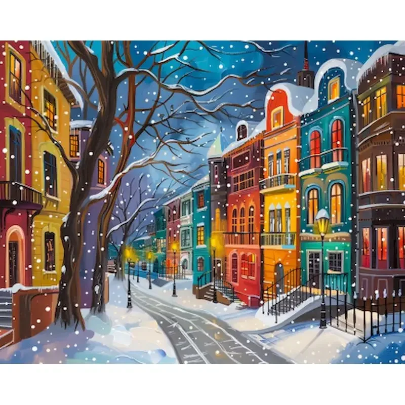 

120992 Paint By Number Snow House Scenery Drawing On Canvas Acrylic Painting Art Gift DIY Pictures By Numbers Kits Home Decor