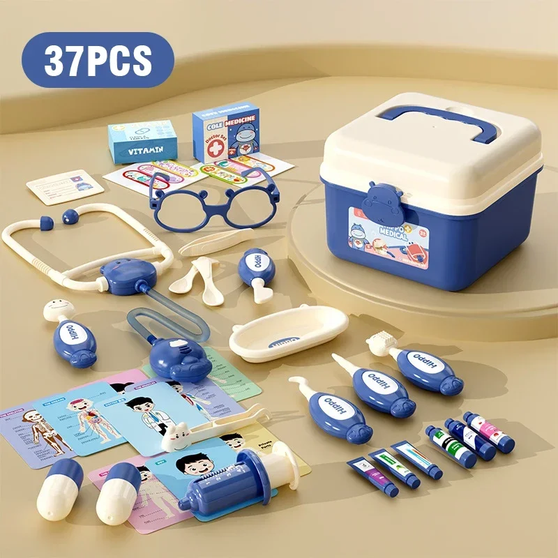 محاكاة صندوق الأدوات الطبية طفل طبيب مجموعة مستشفى طبيب الأسنان التظاهر دور اللعب منزل لعبة فتاة السماعة حقنة ألعاب أطفال #6