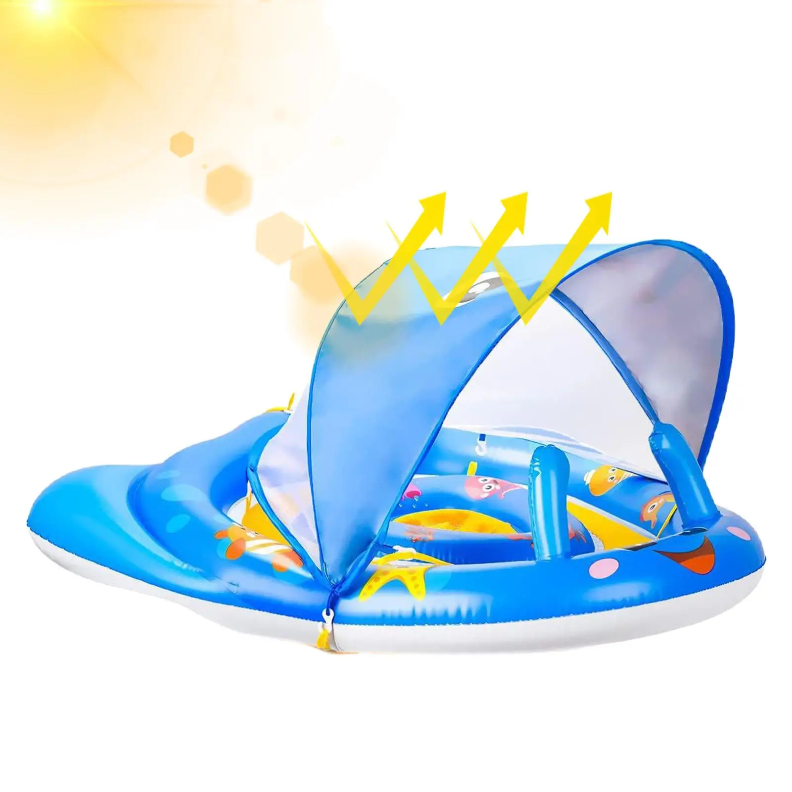 Cerchi da nuoto per bambini con baldacchino parasole Anello galleggiante gonfiabile Piscina estiva Giochi d'acqua Attrezzatura da nuoto per bambini Sport acquatici