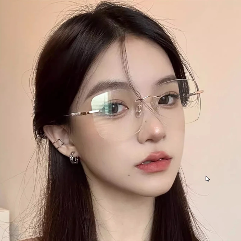 نظارات شمسية كلاسيكية كبيرة الحجم بدون إطار، عدسات فوتوكروميك تحجب الأشعة فوق البنفسجية 400، إكسسوار أنيق للجنسين