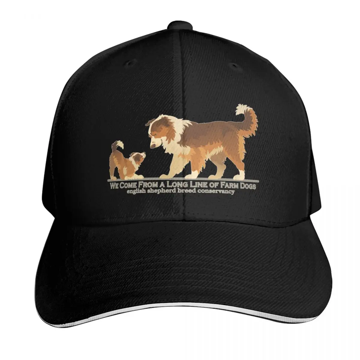 English Shepherd- Dam and Puppy- Shaded Sable Baseball Cap Cotton Twill Breathable Contrast Two Tone Brim Snapback Flat Bill