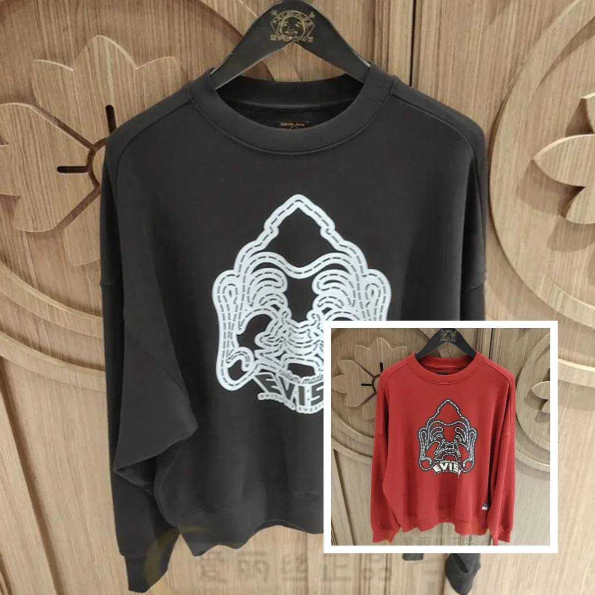 EVISU Fushen 2024 Autumn and Winter New Men's and Women's Buddha Head Printed Pullover Loose Cotton Fleece Sweater