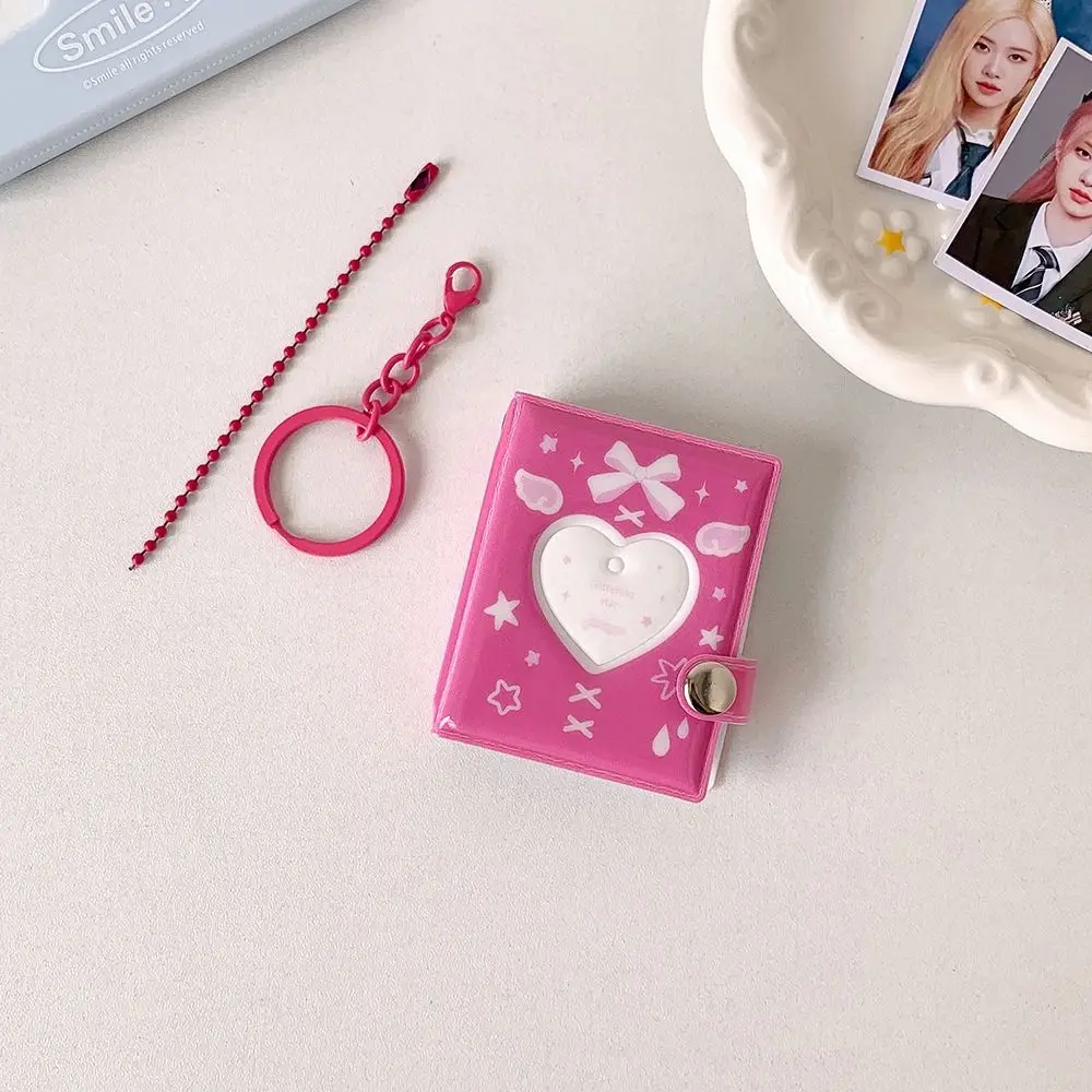 Butterfly Bow Photo Album Keychain Love Heart Hollow Hanging Pocket Mini Photocards Holder Snap Closure 2 Inch